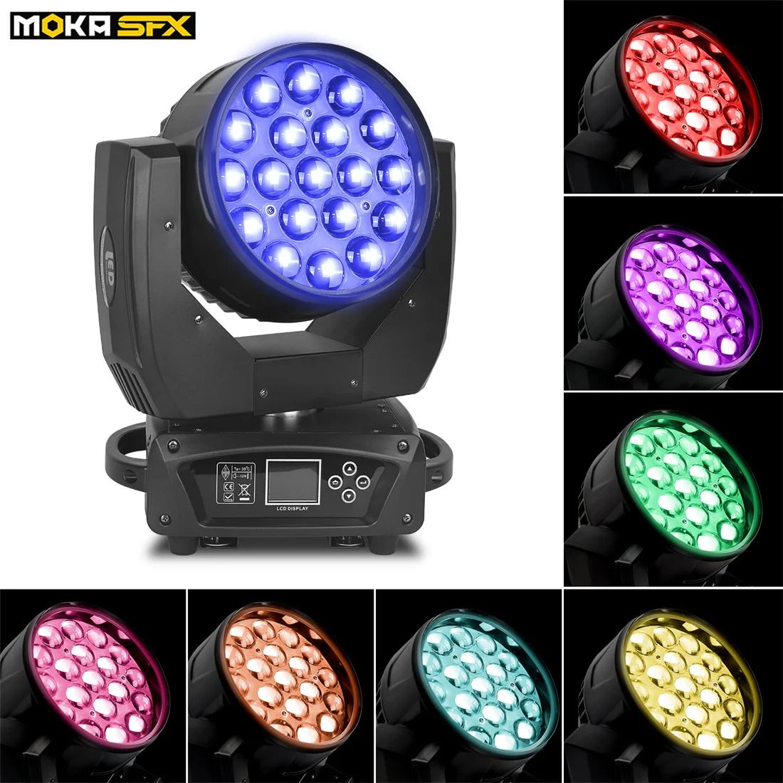 Moka sfx 19*15w Zoom Wash Moving Head Dj Stage Light Led Wash Beam Zoom High Speed Strobe Moving Head Lights