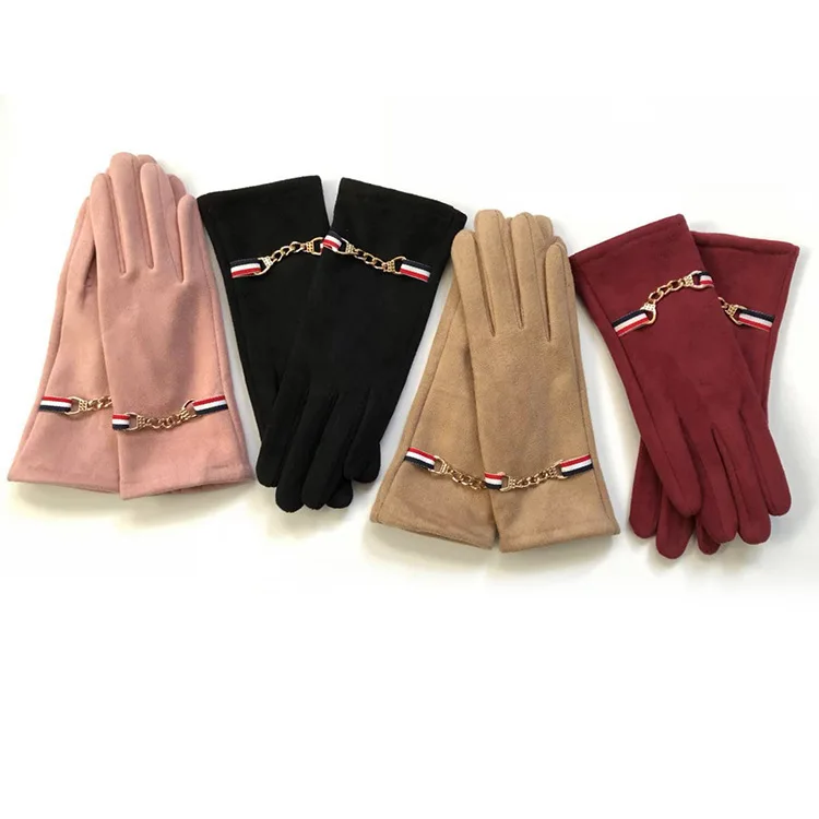 
Suede cold and warm female winter cute Korean sweet touch screen gloves thick winter gloves 