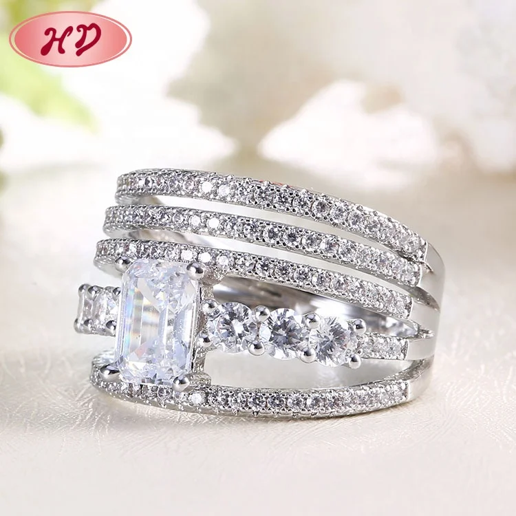 New Model Custom Delicate Handmade Latest Cz Silver Flower Jewelry Ring Design
