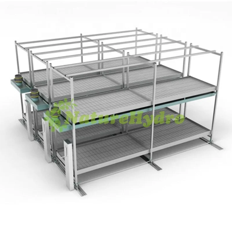 Hydroponic Mobile Grow Rack System Horticulture Vertical Grow Rack with Adjustable Layers for Indoor Grow System