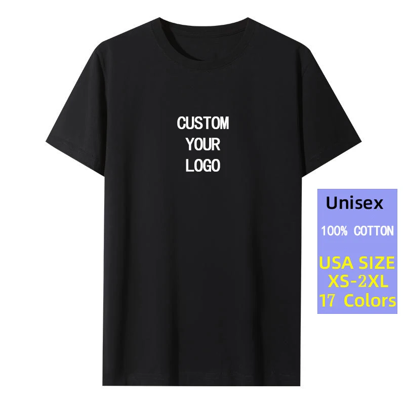 Wholesale Blank T Shirt Custom 100% Cotton T-shirt Printing Logo For Mens Plain T Shirts Printed White Black T Shirt