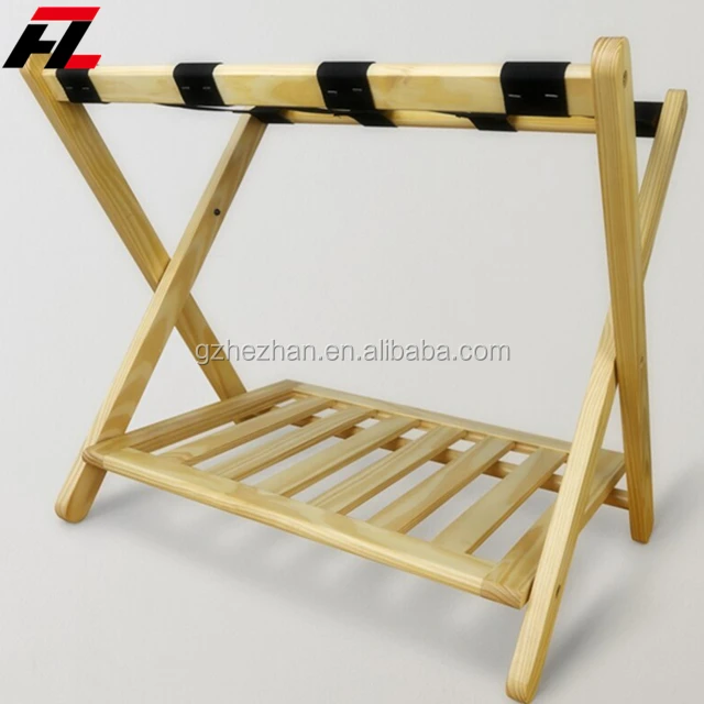
Contemporary Wood Hotel Baggage Rack Wooden Foldable Luggage Rack Hotel luggage rack GuestRoom with Shelf 