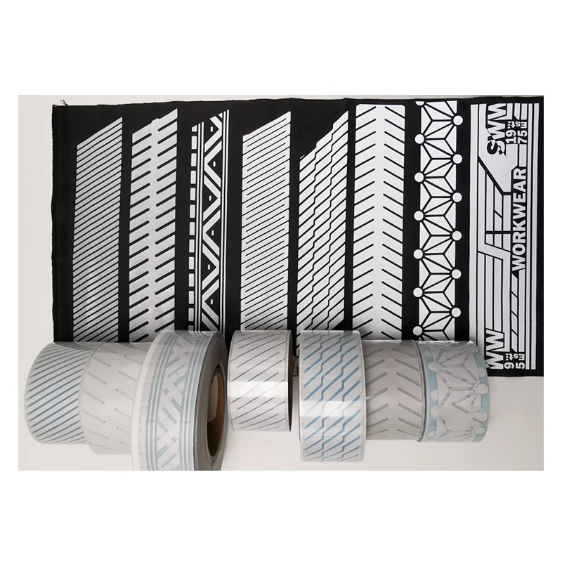Silver Segmented High Visibility reflective heat transfer vinyl film customized continue pattern stripe for workwear