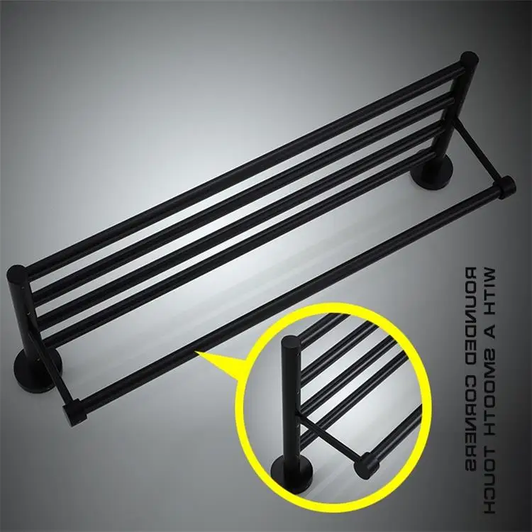 Wholesale bathroom accessories hotel bathroom towel bar 30 to 60 size black towel rail