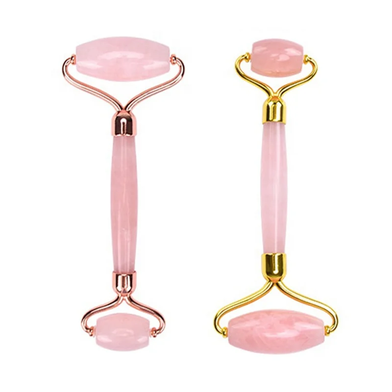 Amazon Best Selling High Quality Pure Natural Rose Quartz Jade Roller Anti Aging Skin Care Face Massage Roller