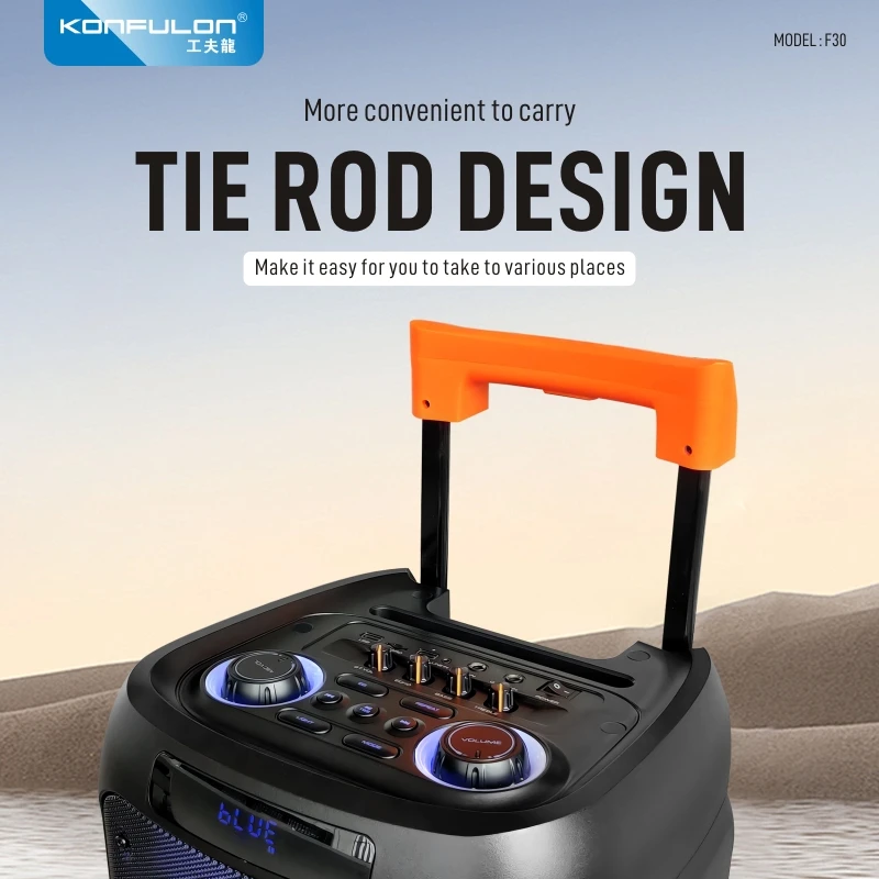 Konfulon New product Strong Bass Outdoor 120w Bluetooth Speaker Loud Stereo Sound Karaoke Bluetooth Speaker With Microphone