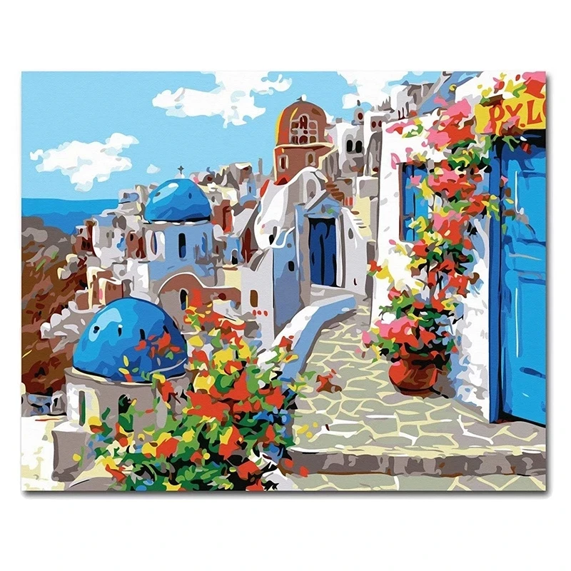 custom Mediterranean Sea Landscape DIY Painting By Numbers Kits  For Home Wall Decor Gift handPaint On Canvas