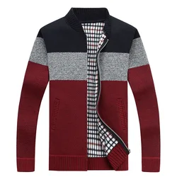 O Neck Long Sleeve Grey Color Block Zip Up Mens Cardigan Sweater For Men