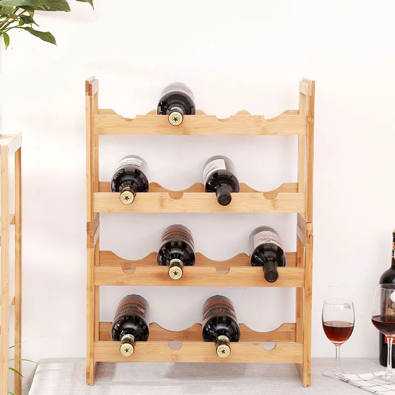 TAOTAOJU Durable Bottle Storage Racks New Arrival Custom High Quality Practical Wooden Natural Wood Red Wine Rack