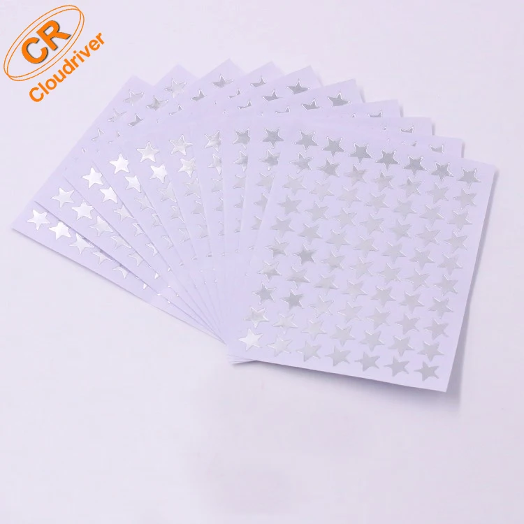 Custom Star Moon Shaped Gold Foil Stamping Sticker Reward Labels Hot Stamping Foiled Sticker Icons