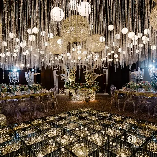 Tempered glass panels waterproof infinity 3D effect mirror dance floor for wedding party