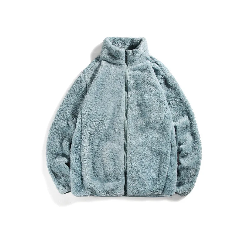 Wholesale Blank Sherpa Wool Jacket Fleece Zip Up Jacket Custom Women Men Sherpa Zip Fleece Jacket