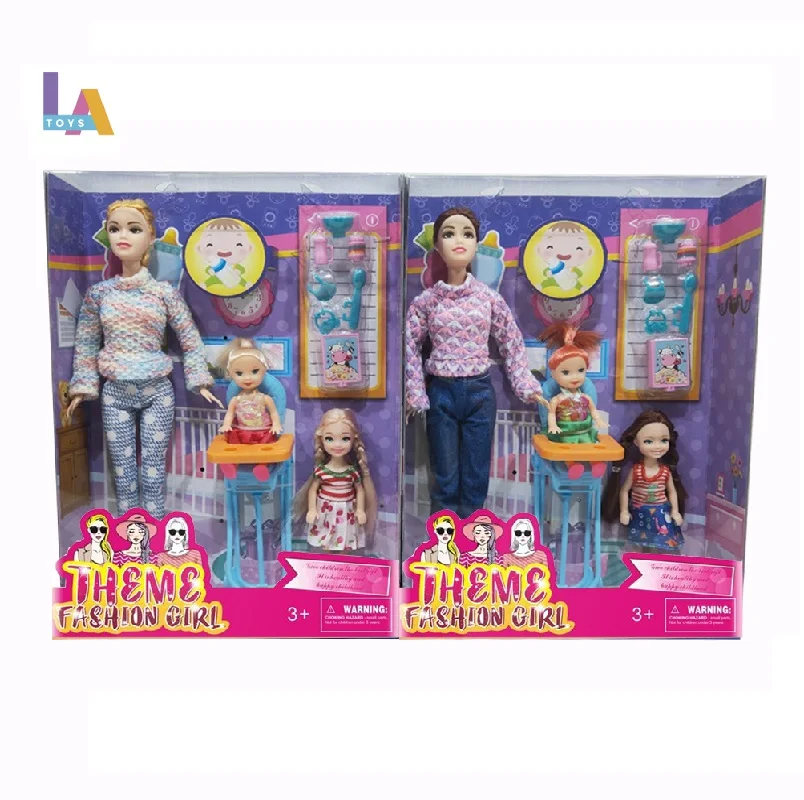 Longthuy Made in Vietnam 11.5 inch body 11 articular Fashion doll  with 3 inch toddler and globe doll accessories for girl