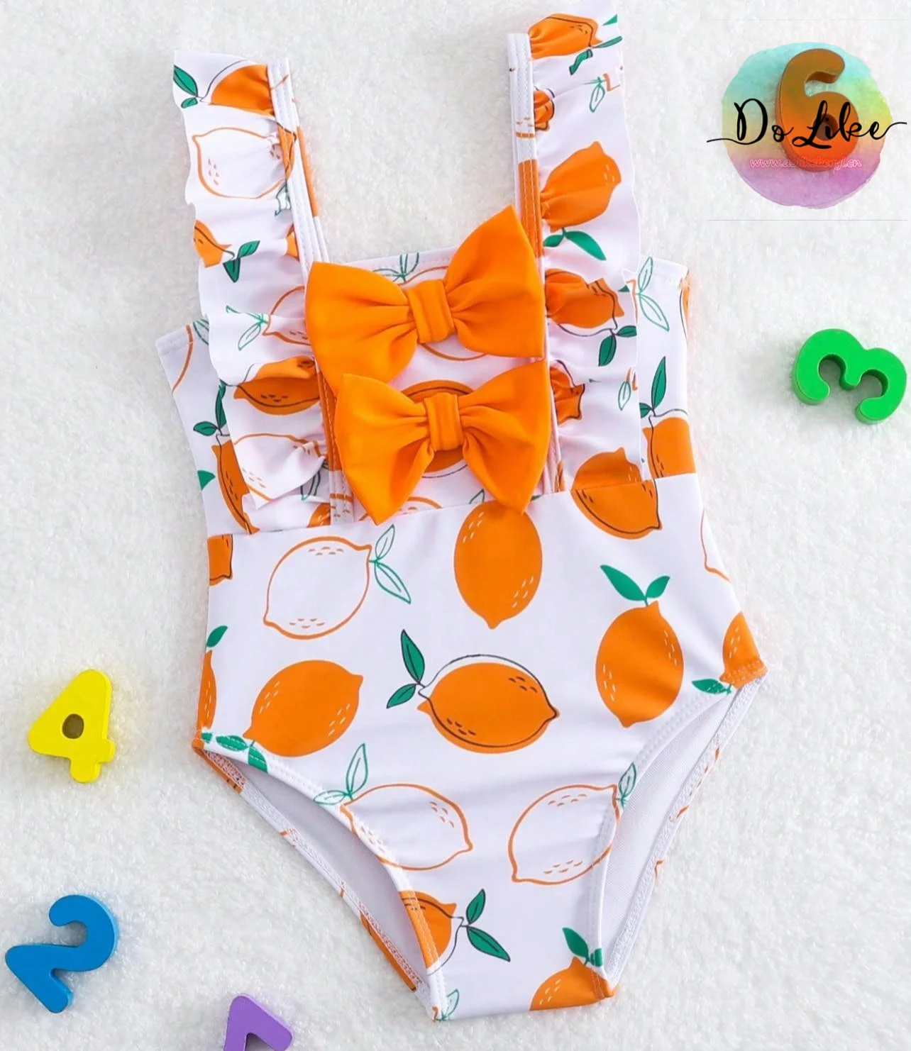 Summer casual baby swimwear one piece lemon custom swim suit children kids swimwear for girls