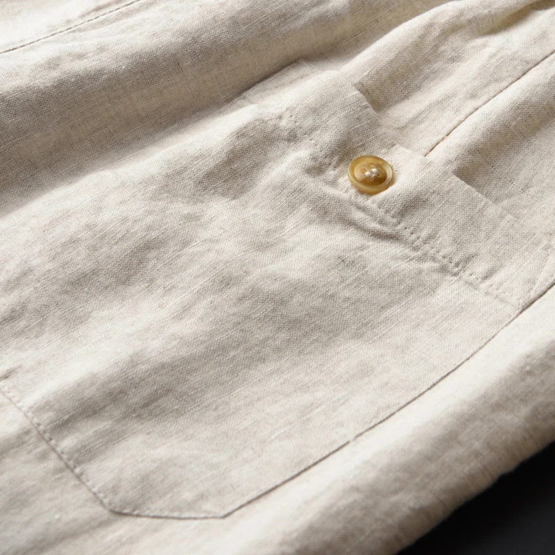 Customized Mens Casual Linen Pants Slim Solid Color Lightweight Elasticated Waist Linen Trousers