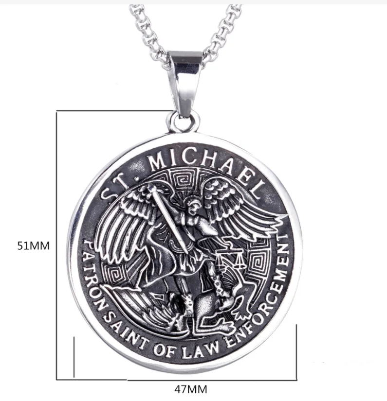 Stainless steel Religious st.michael the archangel pendant protection necklace for Saints Gifts