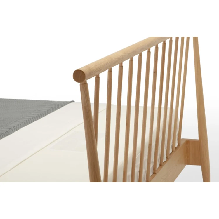 Easy Assembly White Oak Veneer Modern Bed Room Furniture Luxury Bed Sturdy Solid White Oak Wooden Beds