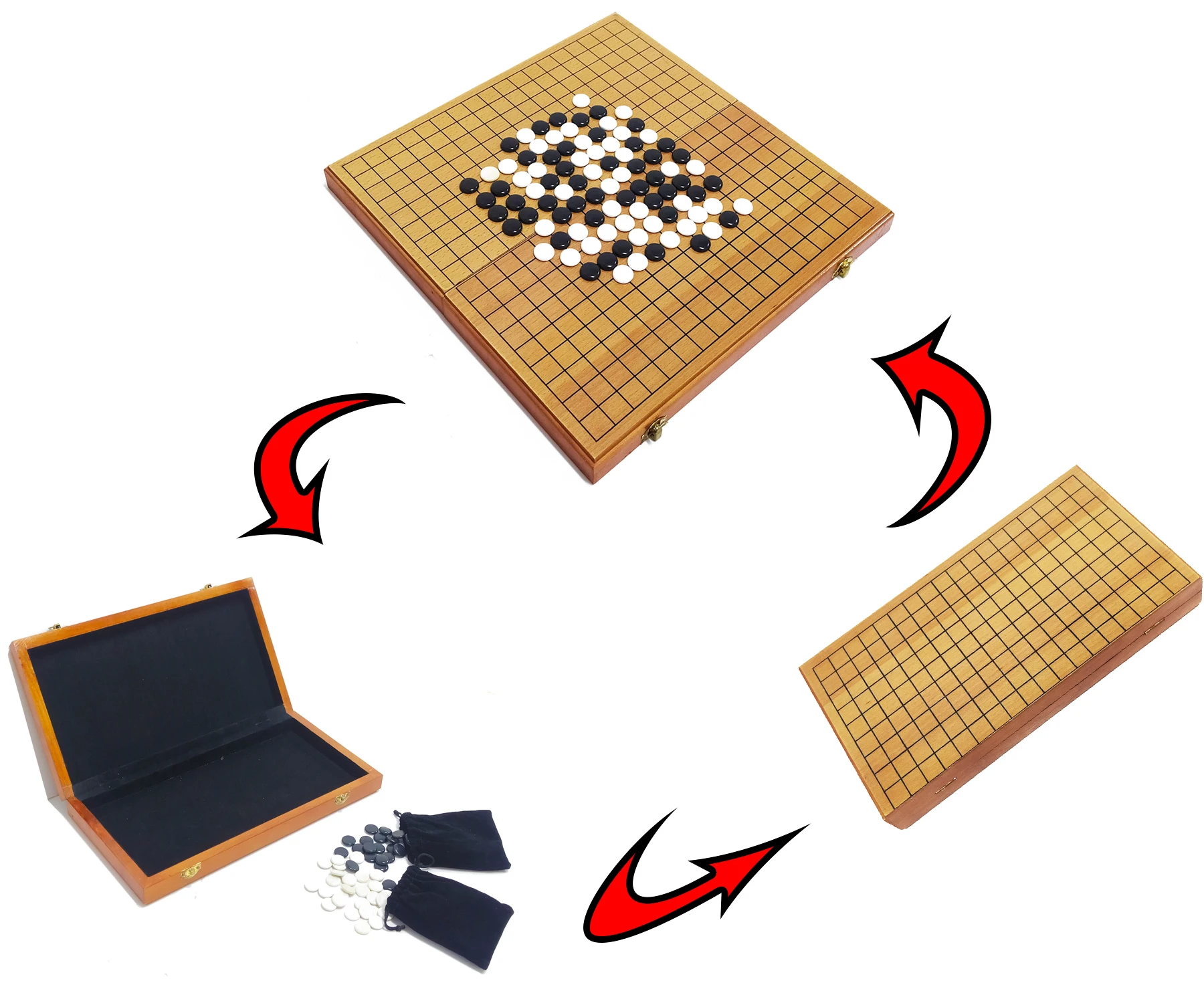 Custom Wooden Folding Board Game Weiqi Chess Game Set