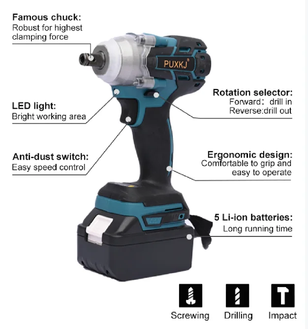  36V 3/4 cordless driver rechargeable 1/2 inch electric torque wrench fabeltics low-impact gun for