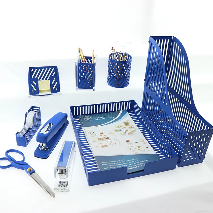 Stationery Set Office Desk Organizers Pen Holder A4 Letter Size Tray Manual Stapler Tape Dispenser Staples Remover