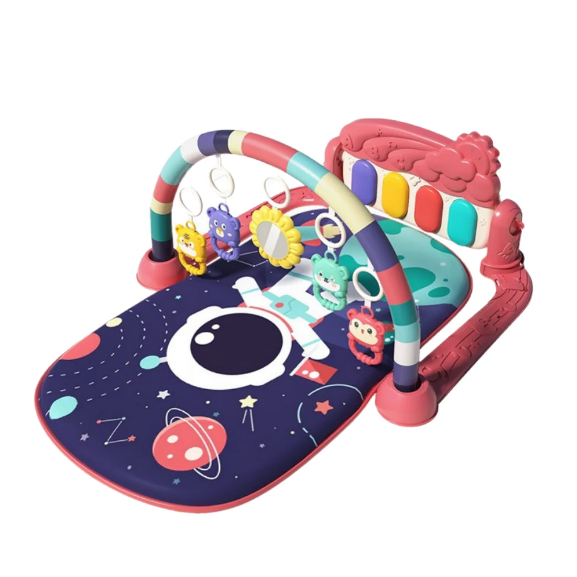 Allogogo Foldable Fitness Rack Keyboard Baby Carpet Piano Infant Astronaut Blanket Play Gym Mats Activity Toys With Rattle Music