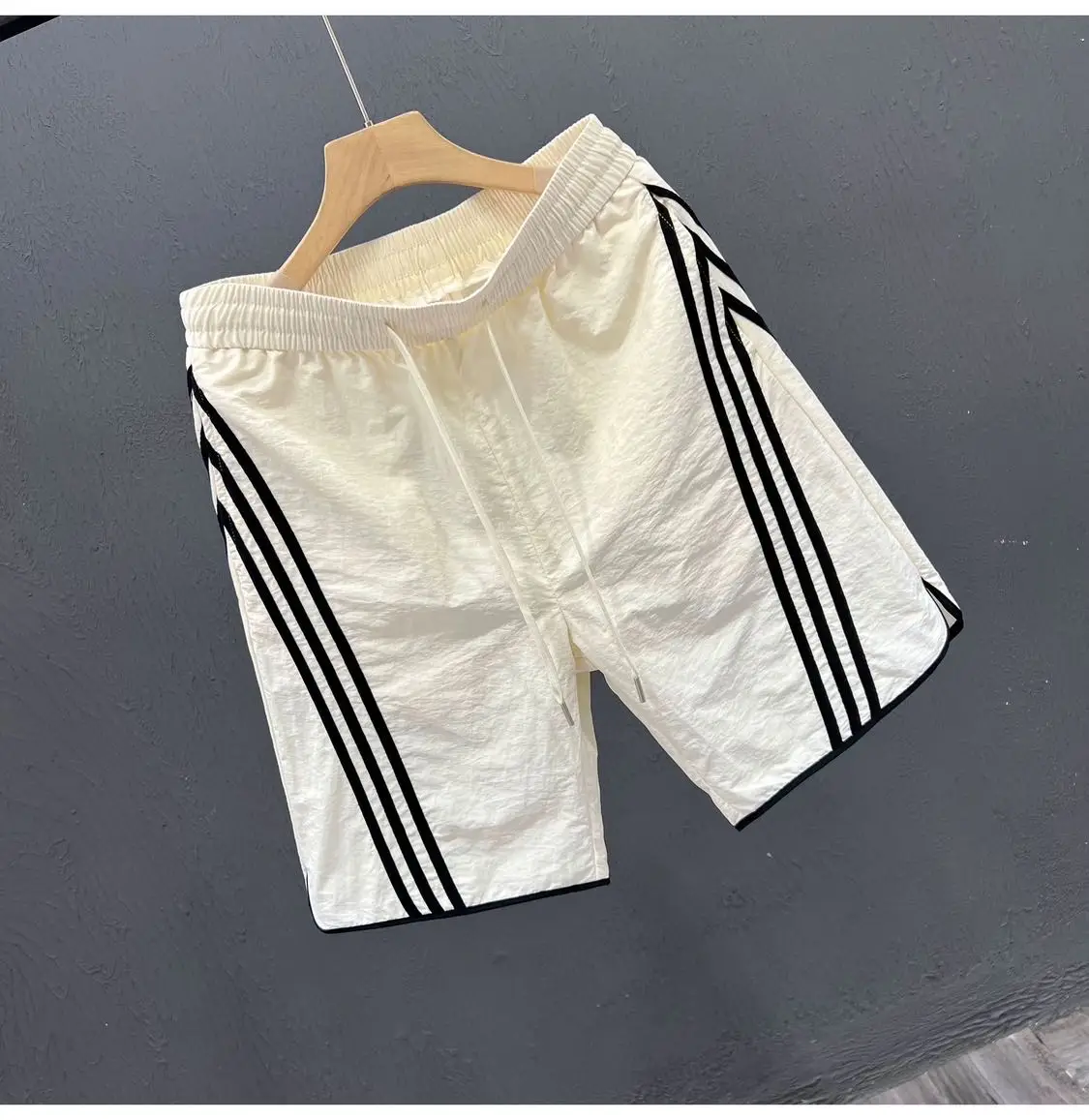 Custom Summer Blank Webbing Workout Sportswear Track Gym Shorts Mens Track Shorts Elastic Waist Nylon Shorts for Men