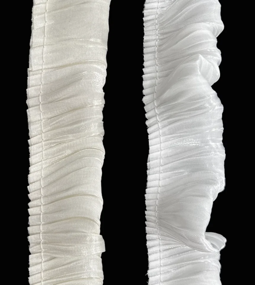 ZSY 2.8cm Wide Glitter Soft Crystal Satin Pleated 3DLace Fabric Fringe Ribbon Frills Ruffles Trim Dolls Cloth Headwear Sewing De