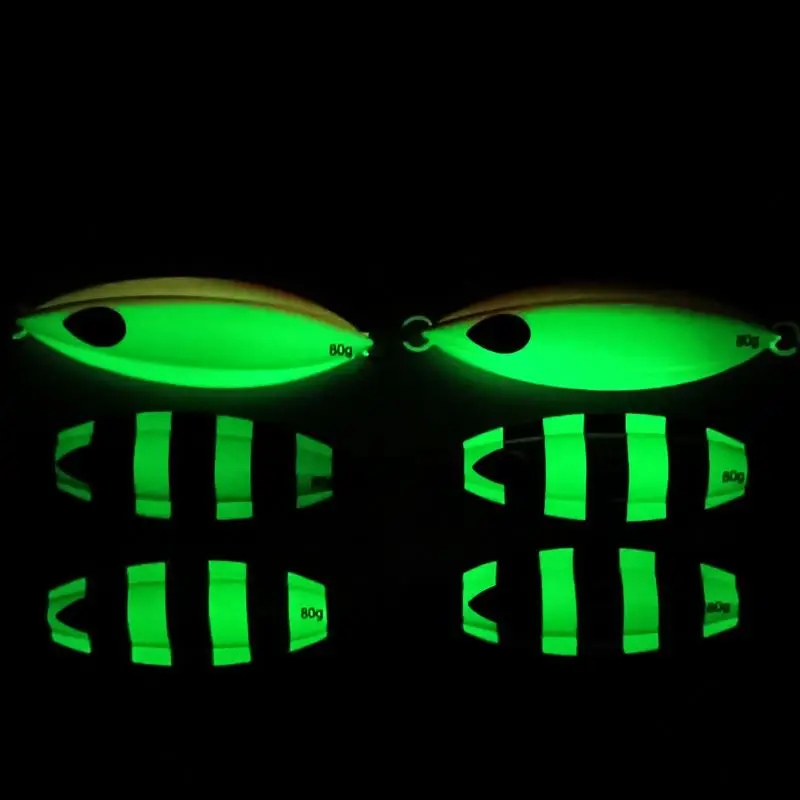 Оптовая продажа 6 размеров 40-200 г 80-140 мм светящаяся медленно Тонущая железная пластина свинцовая рыба подвесной двойной крючок приманка для джиггинга
