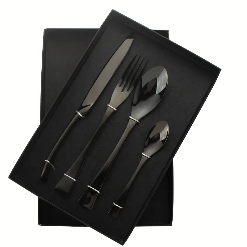kaya PVD coating mirror black metal stainless steel Flatware Set Stainless Steel Cutlery for wedding event restaurant hotel