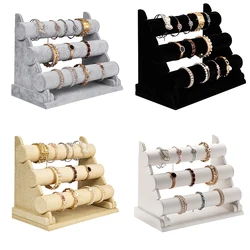 High-end Solid Wood Jewelry Displays For Store Luxury Jewelry Display Props Custom Microfiber Wooden Jewelry Stand Display Set