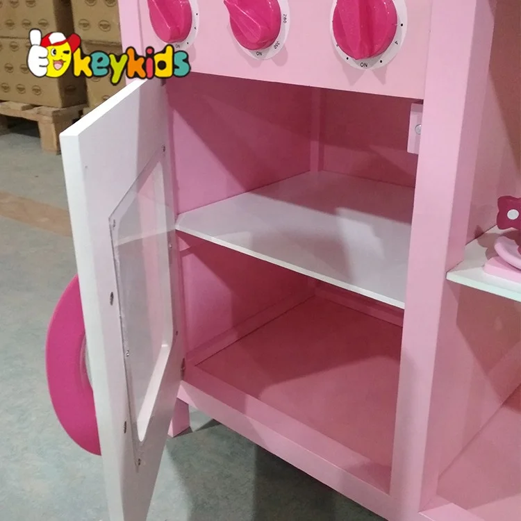 best sale kids wooden pink toy kitchen for pretend W10C045