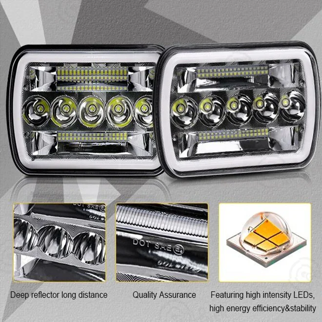 LWL081 103W Rectangle Hi/Low DRL Amber Turn Light Led Headlight 5x7 for Offroad 4x4 Headlight Led 5x7 faros