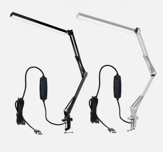 Cross-border hot sale study eye care reading desk lamp LED folding dormitory lighting USB long arm desktop computer clip light
