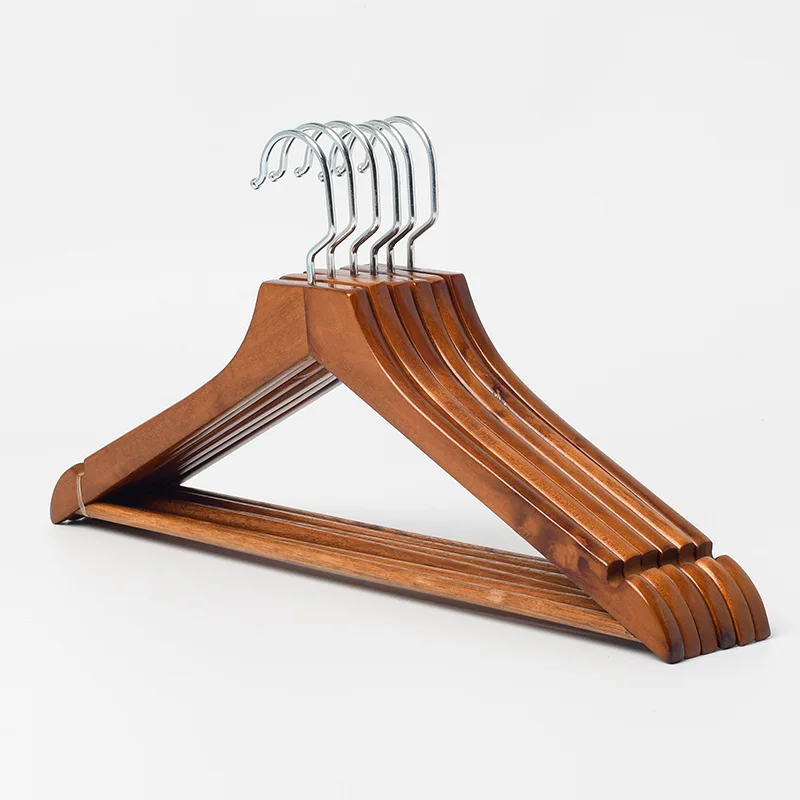 Wood Hanger Metal Hook Laundry Pants Shirt Clothes suit and pants Wooden Hangers natural wooden hangers