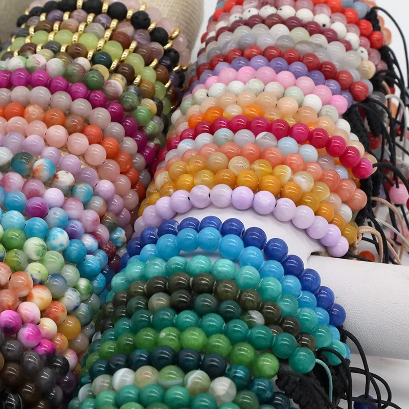 New Design Handmade OEM Healing Bohemia Gemstone Beads Ring Jewelry Woven Natural Stone Custom Logo Women Men Macrame Bracelet