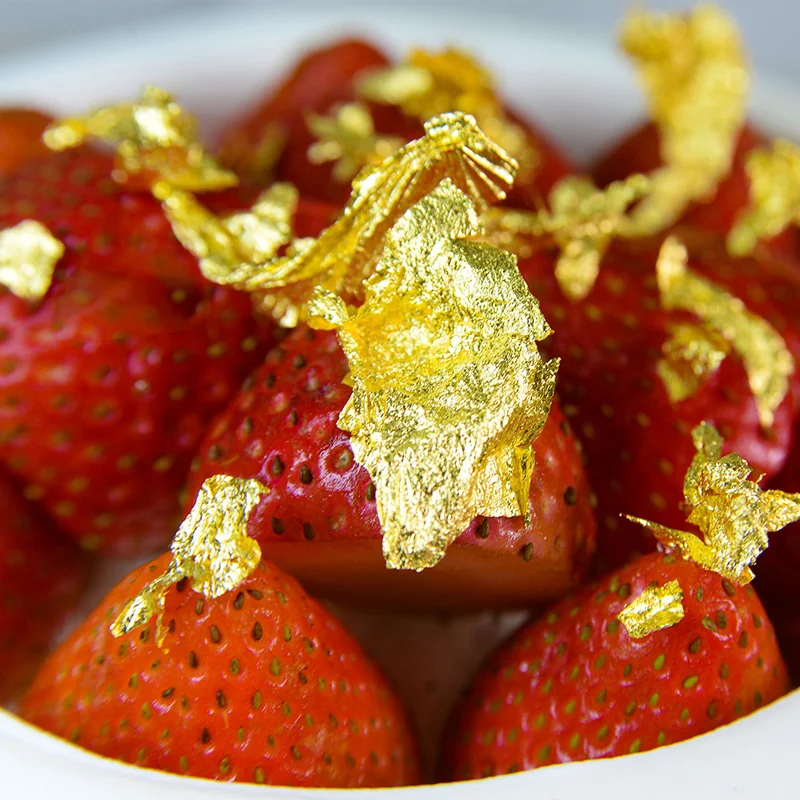 
bano de oro Amazon top sells 99% Gold Delicate and Glossy for Skin Care 4.33 X 4.33 cm Edible 24 K Gold Foil Leaf 