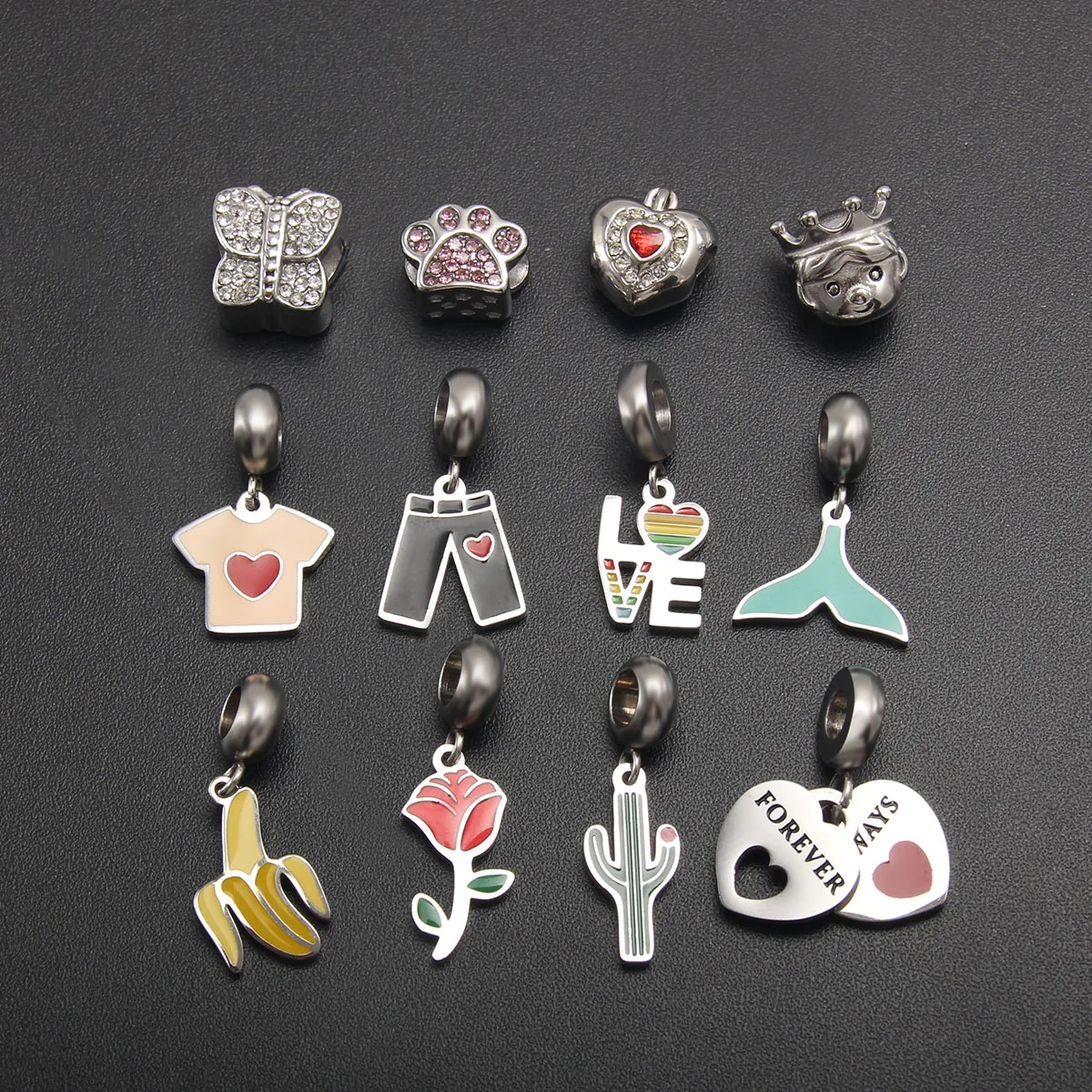 Fashion Washable Stainless Steel DIY Zircon Bangles Waterproof Bone Chain Beads Pendant Bracelets Jewelry Accessories