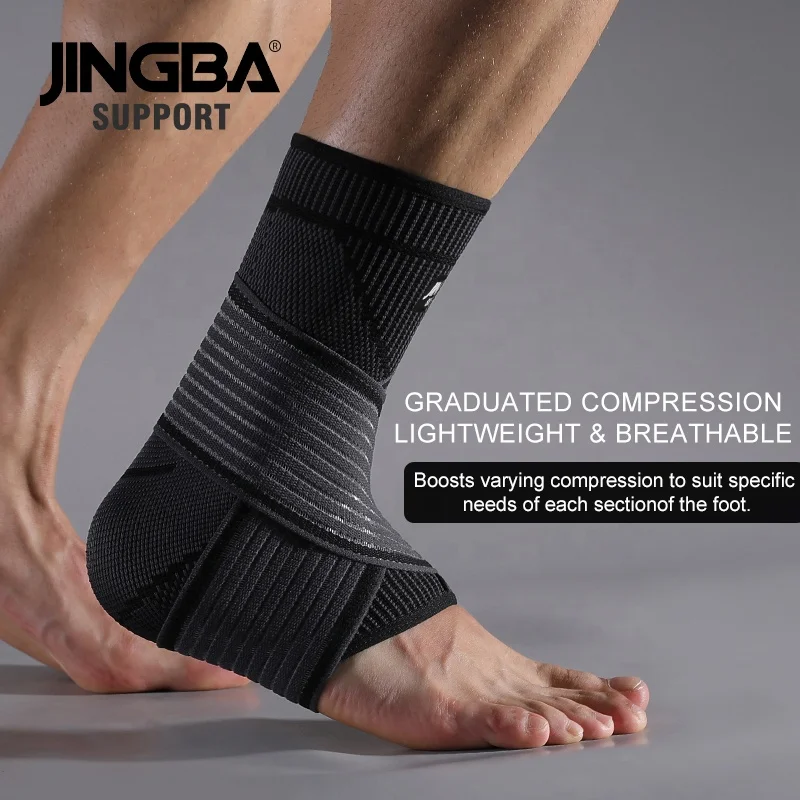 JINGBA Customized Logo Adjustable Unisex Ankle Sleeve Protector Brace Ankle Strap Support For Workout Daily Wear Football