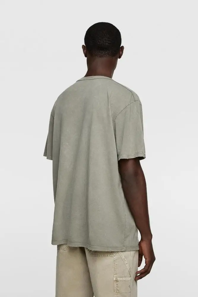 Short Sleeve Casual soft screen printing embroidery pocket wholesale men denim style washed t shirt