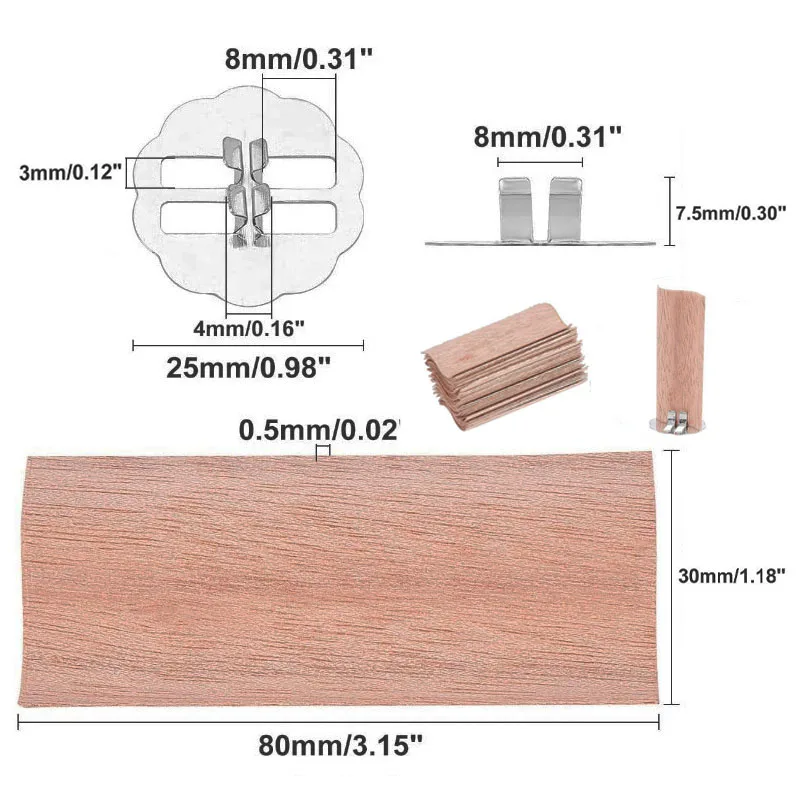 10Pcs Shape DIY Wooden Candle Wick for Candle Making Accessories Metal Wick Clips Wax Mechas Para Hacer Velas Wood Wicks