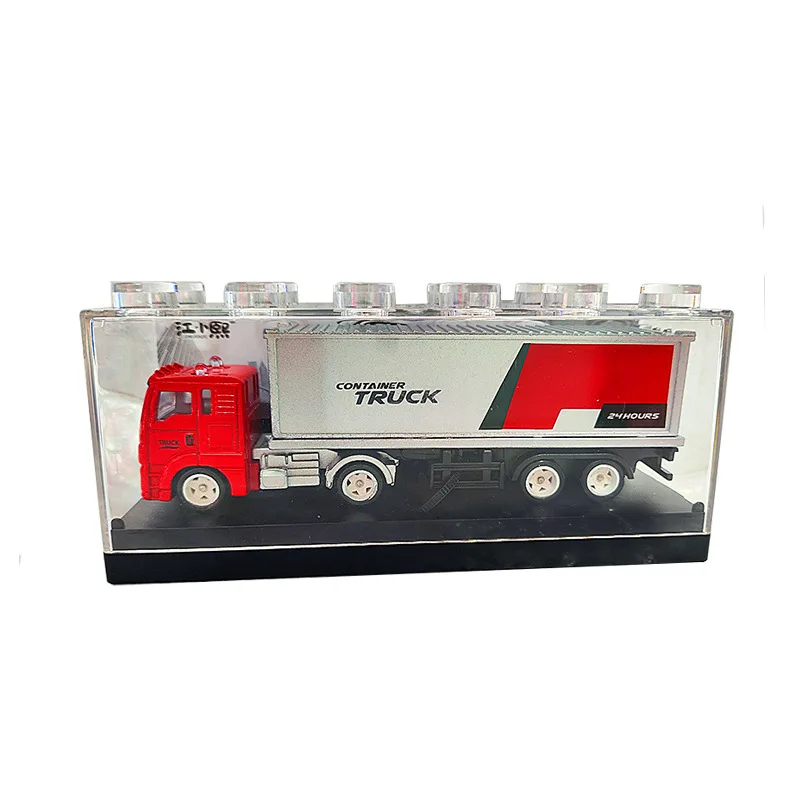 Customized logo 1:64 Transport Vehicle Model hot free wheels Plastic Truck Small Diecast toy Car with Transparent plastic box