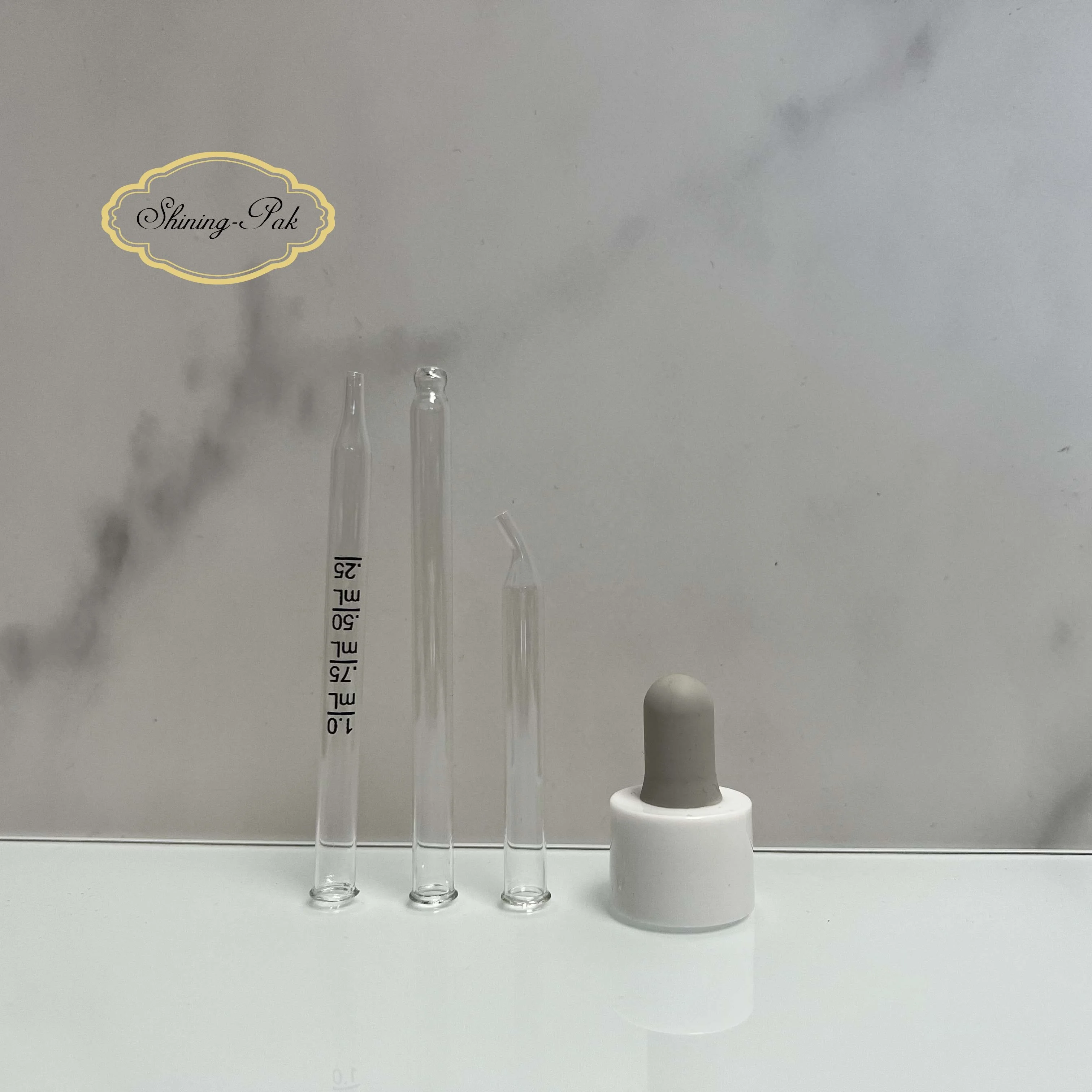 20/410 Elegant Gray Rubber White Plastic Cap Essential Oil Dropper Pipette