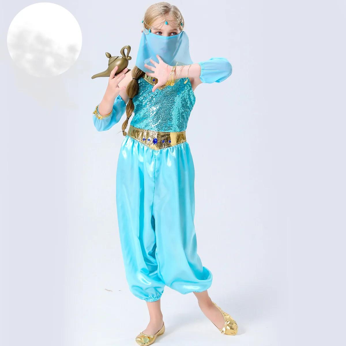 Halloween Party Movies Cosplay Jasmine Princess Costume Dresses Belly Dancer Costumes