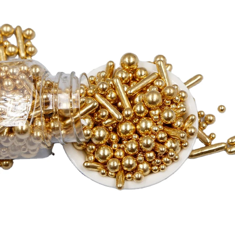 Объемная упаковка белые украшения для торта сахар Съедобные золотые и серебряные бусины сахарный