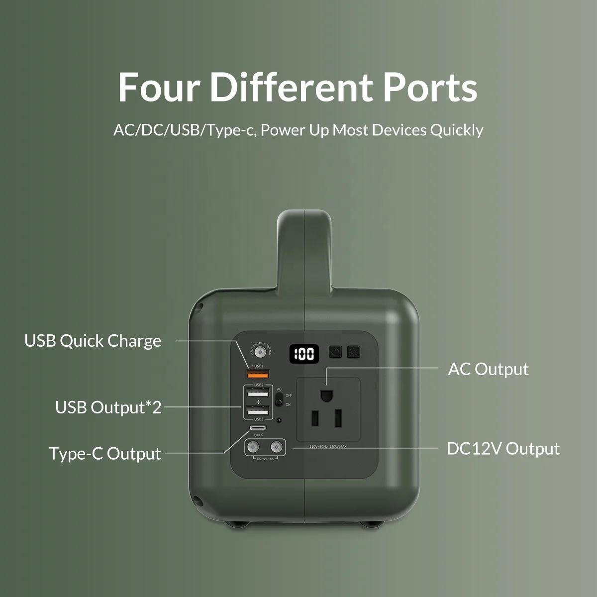 ORICO AC 220V Lithium Battery Small Home Emergency Outdoor Camping USB Type-C 120W Portable Power Station With Solar Panel