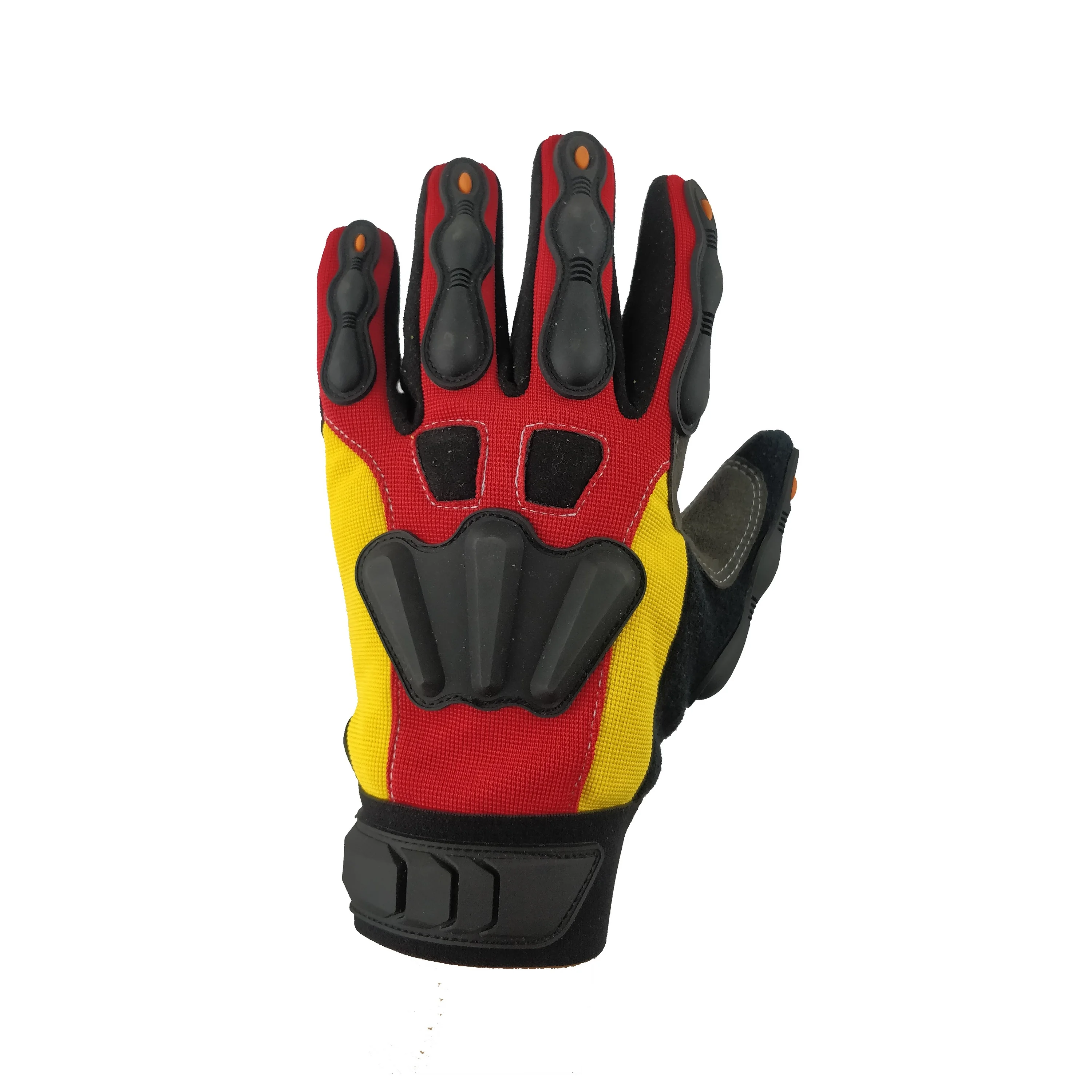 Microfiber synthetic leather pad palm safety work wholesale touch screen anti impact mechanics gloves