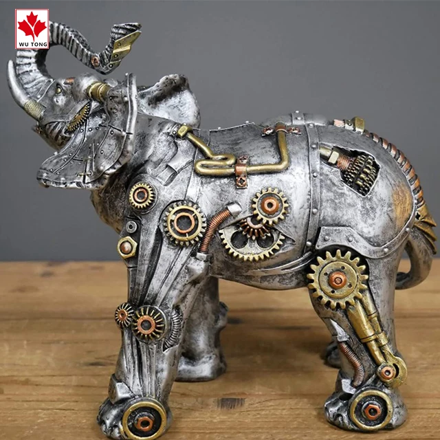 New Design Various Animal Sculptures Punk Style Statue Resin Elephant Wolf Snail Figurine For Home Decor