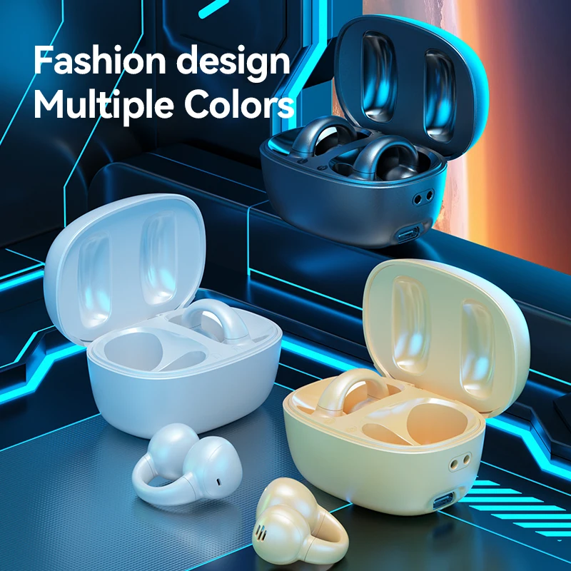 2024 new M61ear clip digital display wireless bone conduction cancelling battery Ear-clip headphones