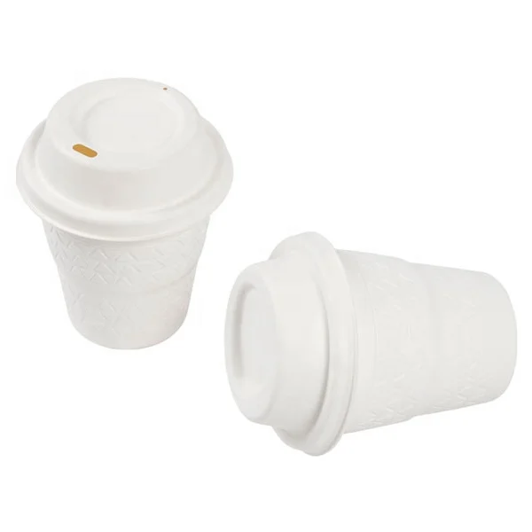 Disposable compostable eco sugarcane bagasse Biodegradable hot drink paper coffee cup with lid disposable biodegradable packaing
