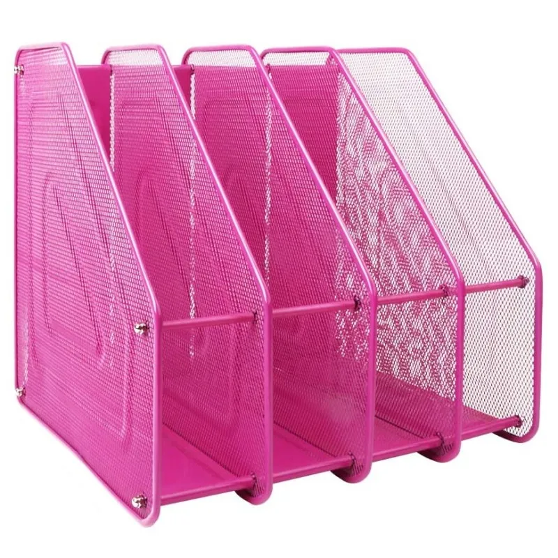 Heavy Duty 4 Compartment Metal Mesh Office Desktop Document File Organizer Rack Wire Magazine Holder